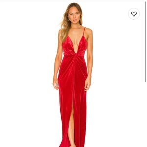 Superdown Aurora Deep V Maxi Dress